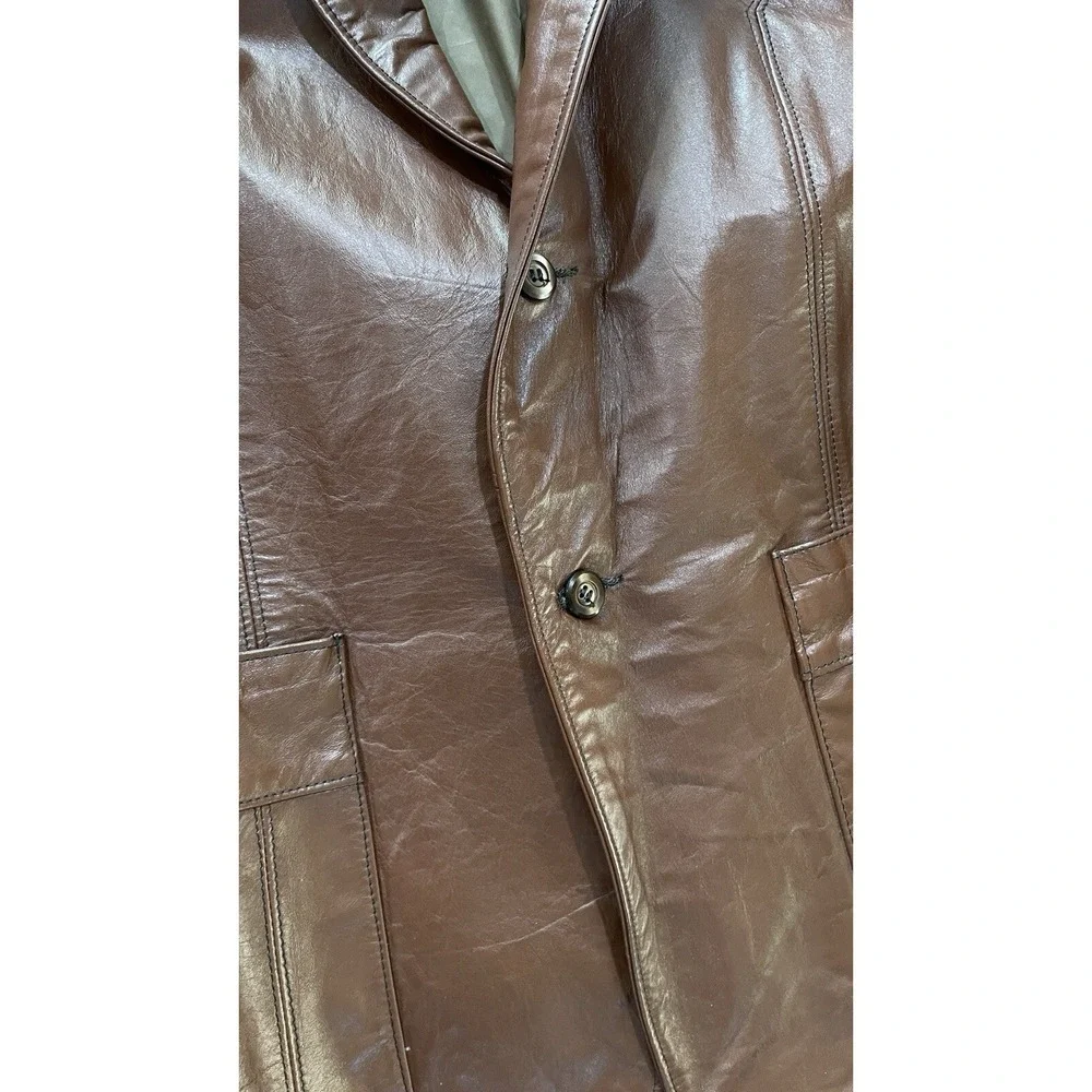 Vintage Lariat Leathers Brown Genuine Leather Blazer Sport Coat Mens 40‎ USA